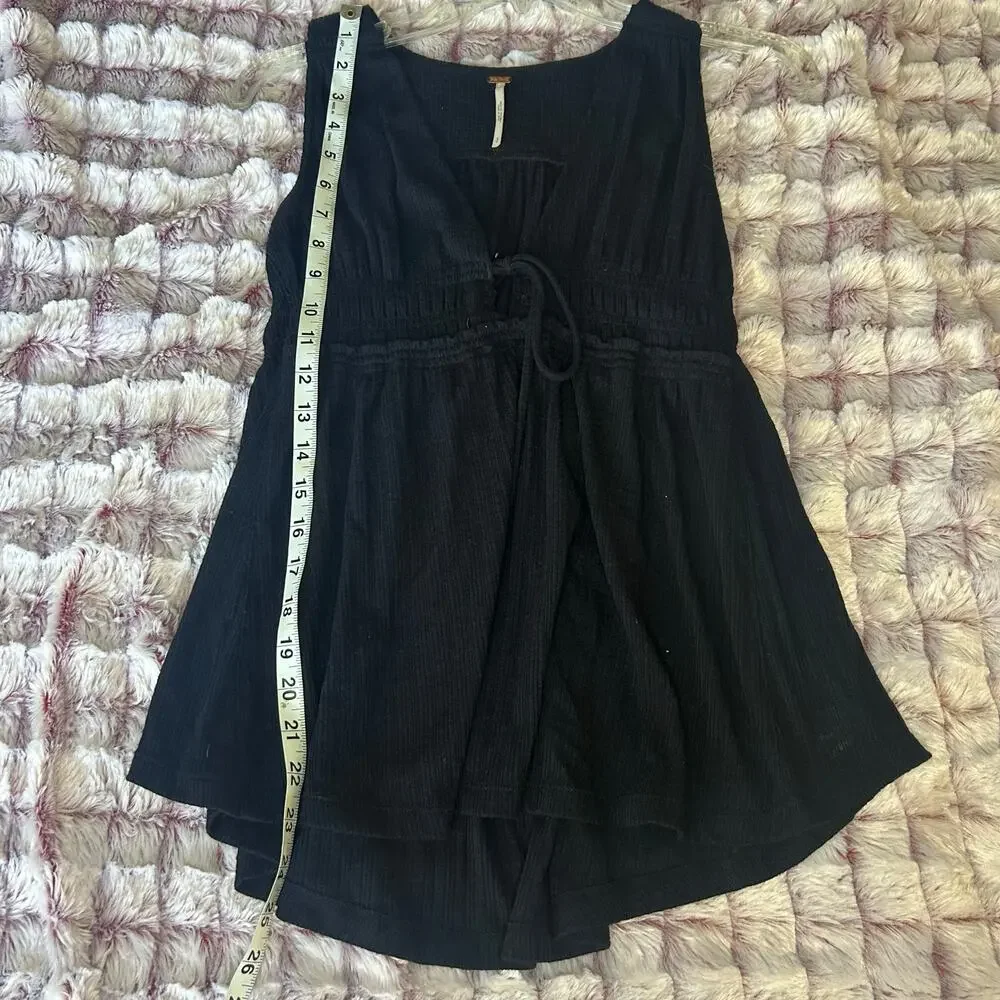 Free people plunging neckline sleeveless boho flowy tank women Small Petite